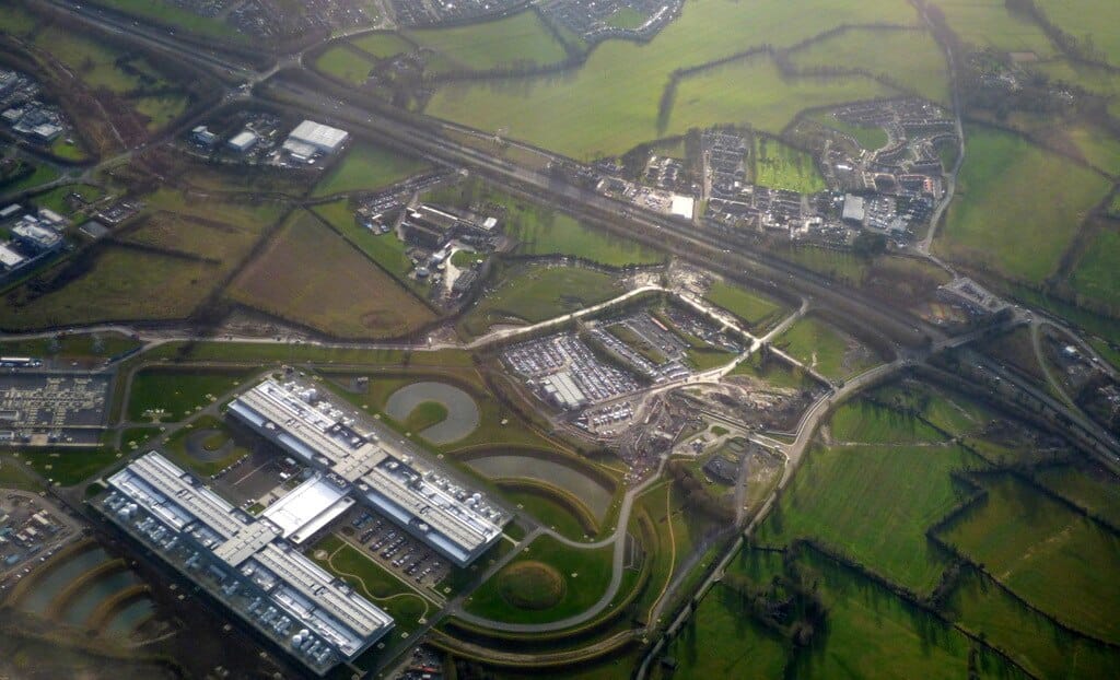 An aerial view of the Facebook data centre in Clonee